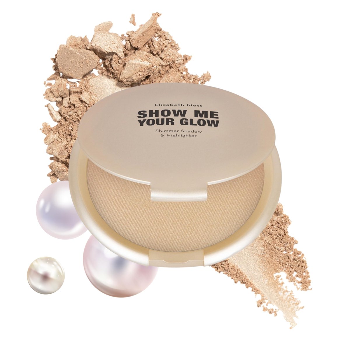 Elizabeth Mott Show Me Your Glow 2-in-1 Highlighter Puder und Lidschatten – Champagner Schimmer für natürlichen Glow, tierversuchsfrei & parabenfrei (10g)