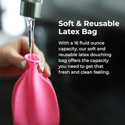 Flents Wiederverwendbares Douche-Set – Kompaktes & tragbares Damenhygienesystem, 16 fl oz Reinigungsflasche, BPA-frei, Gummi, einfach zu verwenden, reisefreundlich, persönliche Pflege und Wellness-Lösung für Frauen