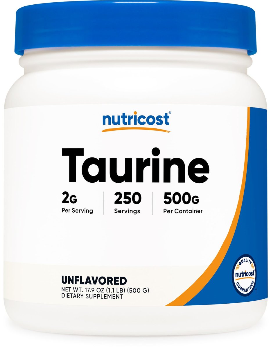 Nutricost Taurin Pulver (500 Gramm) - 250 Portionen - Reines Taurinpulver für Sport und Ernährung