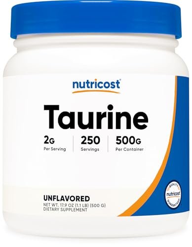 Nutricost Taurin Pulver (500 Gramm) - 250 Portionen - Reines Taurinpulver für Sport und Ernährung