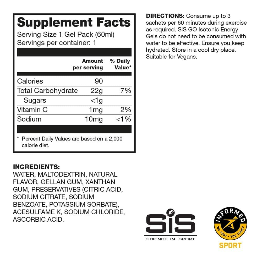 SiS GO Isotonisches Energie-Variety-Pack – 12er-Pack (12 x 60 ml) – Kohlenhydrat-Gel für Ausdauersportler