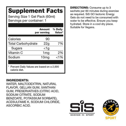 SiS GO Isotonisches Energie-Variety-Pack – 12er-Pack (12 x 60 ml) – Kohlenhydrat-Gel für Ausdauersportler