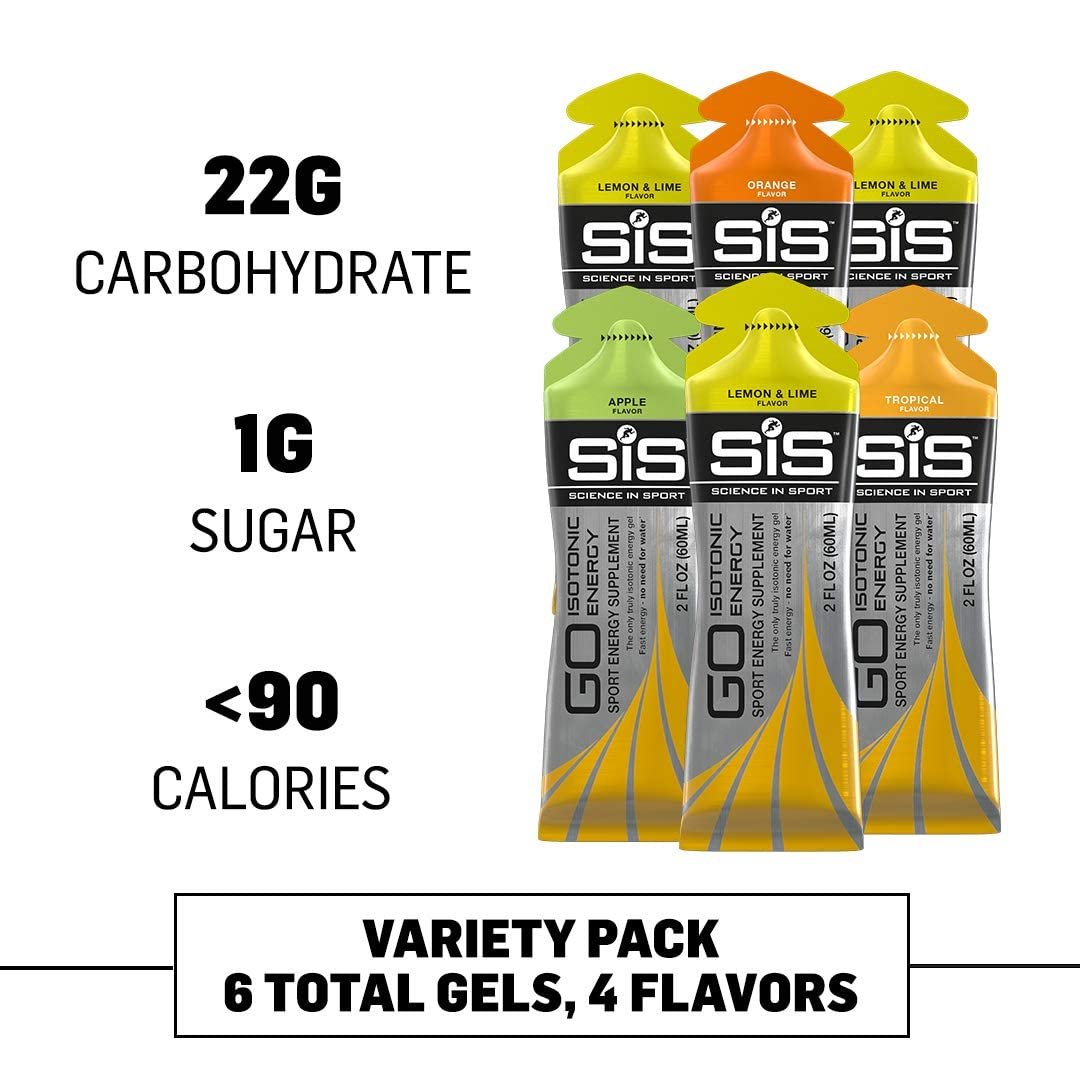 SiS GO Isotonisches Energie-Variety-Pack – 12er-Pack (12 x 60 ml) – Kohlenhydrat-Gel für Ausdauersportler