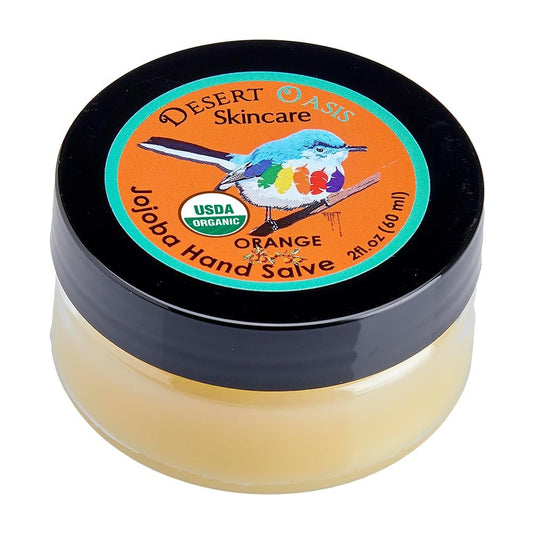 Desert Oasis Skincare | Organische Orangen-Handsalbe – Über 50% Bio-Jojobaöl mit Bienenwachs & Avocadoöl – Heller Zitrusbalsam für trockene Hände, Füße, Nagelhaut & empfindliche Haut (60 g)