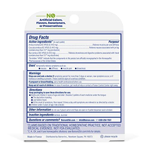 Boiron Jet Lag Relief Kit – Reisebegleiter gegen Übelkeit, Steifheit, Muskelschmerzen und Müdigkeit nach Langstreckenflügen – 3 Packungen (240 Kügelchen)