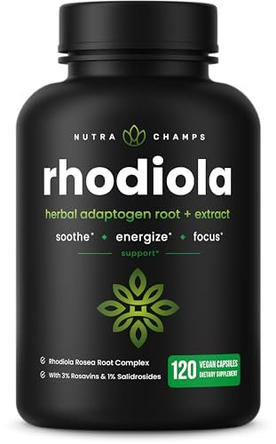 Rhodiola Rosea 600mg | 120 Vegane Kapseln | Adaptogenes Wurzelextrakt für Energie, Stressabbau, Stimmung und Konzentration | Mit Rosavin & Salidrosiden | 300mg Kapseln von NutraChamps