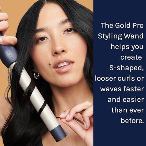 Bio Ionic GoldPro 1" Lockenstab – Blau, Feuchtigkeitswärmetechnologie & 24K Gold MX, Keramik-Langlauflauf mit einstellbarer Hitze, vielseitiger Haarcurl für langanhaltende Locken