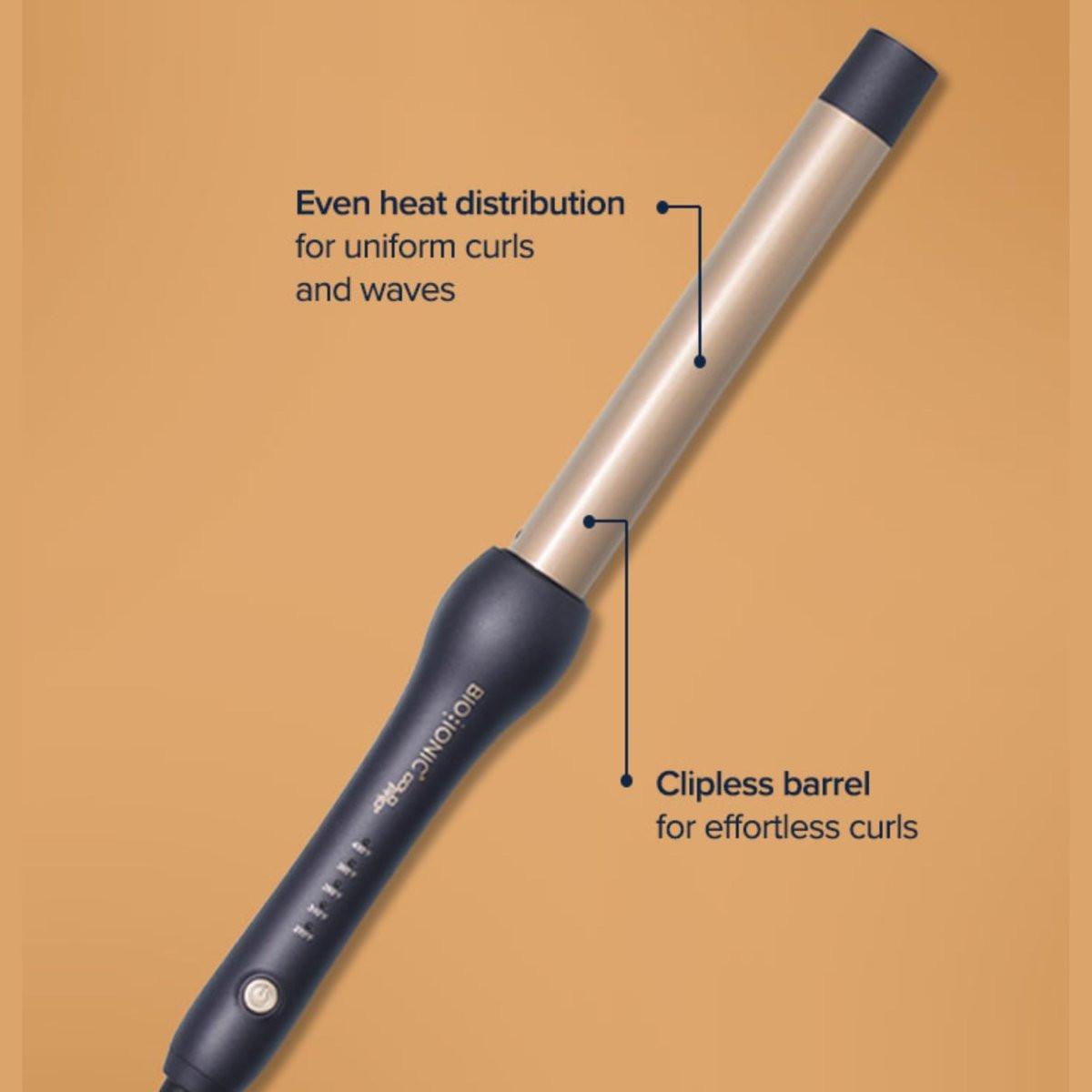 Bio Ionic GoldPro 1" Lockenstab – Blau, Feuchtigkeitswärmetechnologie & 24K Gold MX, Keramik-Langlauflauf mit einstellbarer Hitze, vielseitiger Haarcurl für langanhaltende Locken