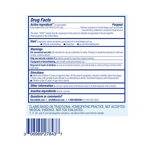 Boiron Kali Phosphoricum 30C Homöopathisches Mittel bei Kopfschmerzen, Schlaflosigkeit, geistiger Erschöpfung und Konzentrationsschwierigkeiten – 3 Packungen (240 Kügelchen)