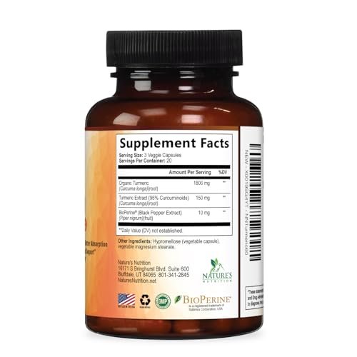Curcumin Kapseln mit 95% Curcuminoiden, Bio Kurkuma & BioPerine Schwarzer Pfeffer – 240 Kapseln, vegan, non-GMO, hergestellt in USA