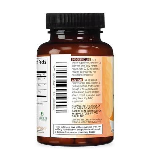 Turmeric Curcumin Supplement mit 95% Curcuminoiden, Bio-Turmeric & BioPerine Schwarzer Pfeffer für beste Absorption – Tägliche Gelenk- & Immununterstützung, Vegan, Nicht-GVO, Abgefüllt in den USA – 60 Kapseln