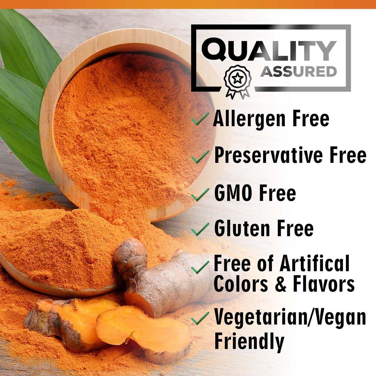 Turmeric Curcumin Supplement mit 95% Curcuminoiden, Bio-Turmeric & BioPerine Schwarzer Pfeffer für beste Absorption – Tägliche Gelenk- & Immununterstützung, Vegan, Nicht-GVO, Abgefüllt in den USA – 60 Kapseln