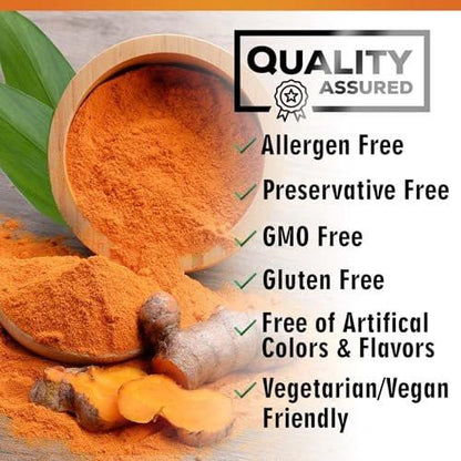 Turmeric Curcumin Supplement mit 95% Curcuminoiden, Bio-Turmeric & BioPerine Schwarzer Pfeffer für beste Absorption – Tägliche Gelenk- & Immununterstützung, Vegan, Nicht-GVO, Abgefüllt in den USA – 60 Kapseln