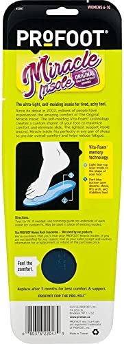 PROFOOT Original Miracle Einlegesohlen für Damen (Größen 6-10) – Selbstformende Memory-Schaum-Einlagen für Komfort und Unterstützung