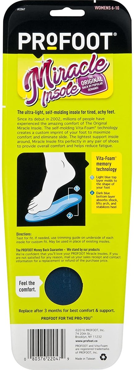 PROFOOT Original Miracle Einlegesohlen für Damen (Größen 6-10) – Selbstformende Memory-Schaum-Einlagen für Komfort und Unterstützung