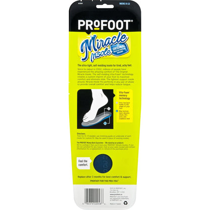PROFOOT Original Miracle Einlegesohlen – Memory Foam für Herren Größe 8-13 – Ganztägiger Komfort, Fußgewölbeunterstützung und Stoßdämpfung