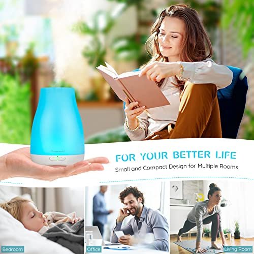 Homeweeks Duftdiffuser 100 ml – Bunter ätherischer Öl-Diffuser mit einstellbarem Nebelmodus, automatischer Abschaltung für Schlafzimmer/Büro/Reise (100 ml, 1er-Pack)