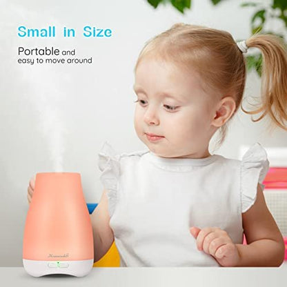 Homeweeks Duftdiffuser 100 ml – Bunter ätherischer Öl-Diffuser mit einstellbarem Nebelmodus, automatischer Abschaltung für Schlafzimmer/Büro/Reise (100 ml, 1er-Pack)
