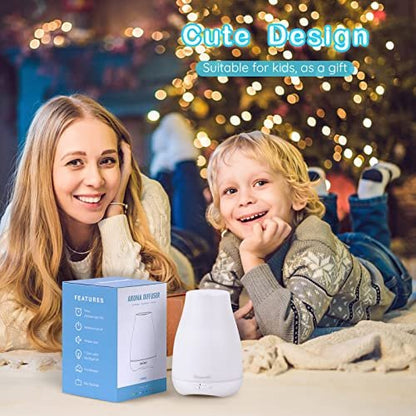Homeweeks Duftdiffuser 100 ml – Bunter ätherischer Öl-Diffuser mit einstellbarem Nebelmodus, automatischer Abschaltung für Schlafzimmer/Büro/Reise (100 ml, 1er-Pack)