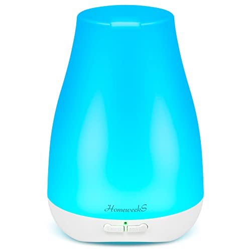 Homeweeks Duftdiffuser 100 ml – Bunter ätherischer Öl-Diffuser mit einstellbarem Nebelmodus, automatischer Abschaltung für Schlafzimmer/Büro/Reise (100 ml, 1er-Pack)