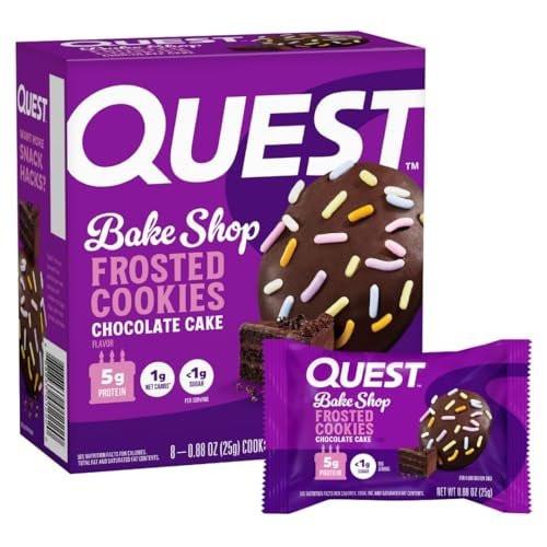 Quest Nutrition Frosted Protein Cookies, Schokoladenkuchen, <1g Zucker, 5g Protein, 1g Netto-Kohlenhydrate, glutenfrei, 8 Kekse