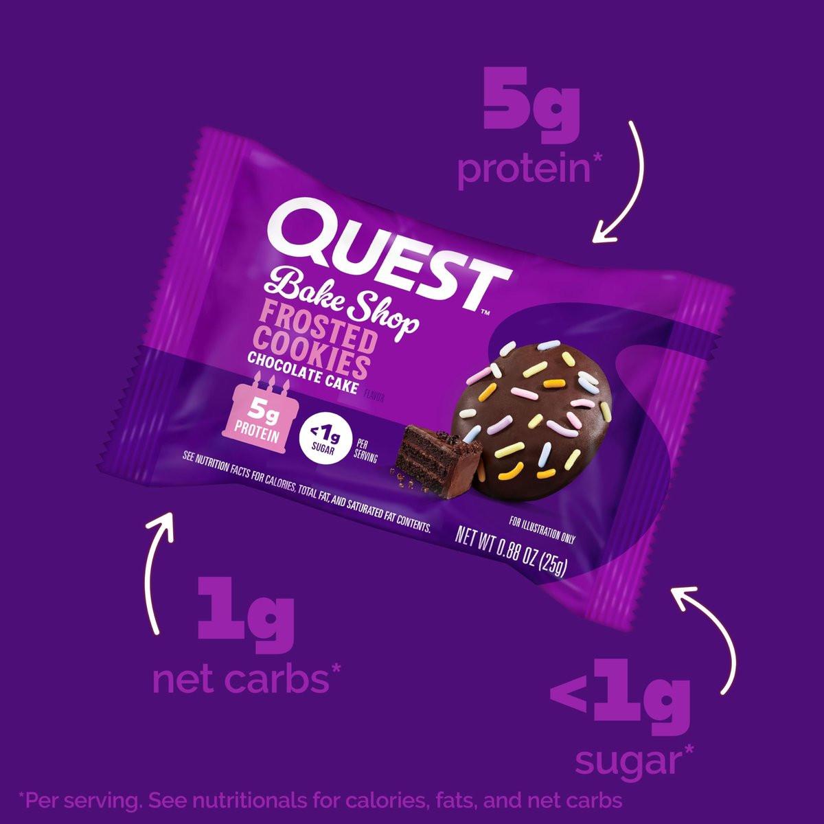 Quest Nutrition Frosted Protein Cookies, Schokoladenkuchen, <1g Zucker, 5g Protein, 1g Netto-Kohlenhydrate, glutenfrei, 8 Kekse