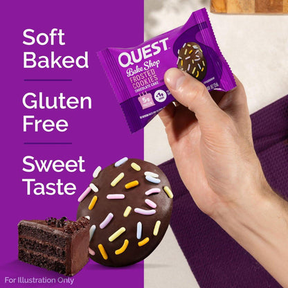 Quest Nutrition Frosted Protein Cookies, Schokoladenkuchen, <1g Zucker, 5g Protein, 1g Netto-Kohlenhydrate, glutenfrei, 8 Kekse