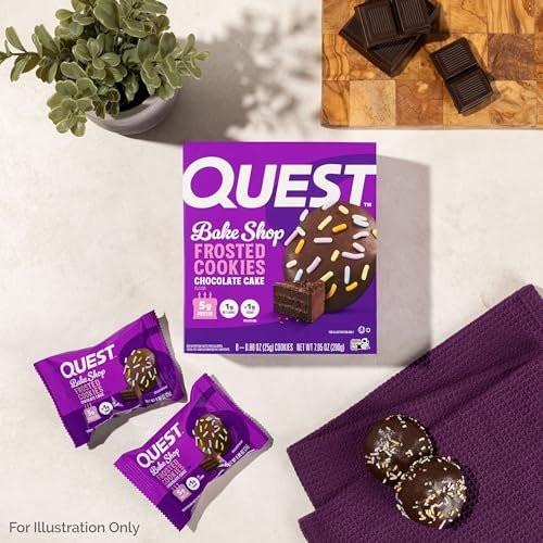 Quest Nutrition Frosted Protein Cookies, Schokoladenkuchen, <1g Zucker, 5g Protein, 1g Netto-Kohlenhydrate, glutenfrei, 8 Kekse
