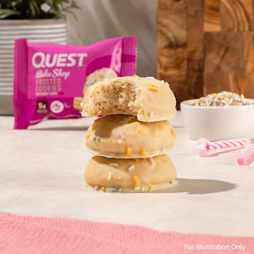 Quest Nutrition Frosted Protein Cookies – Geburtstagskuchen, <1g Zucker, 5g Protein, 1g Netto-Kohlenhydrate, glutenfrei, 8 Kekse