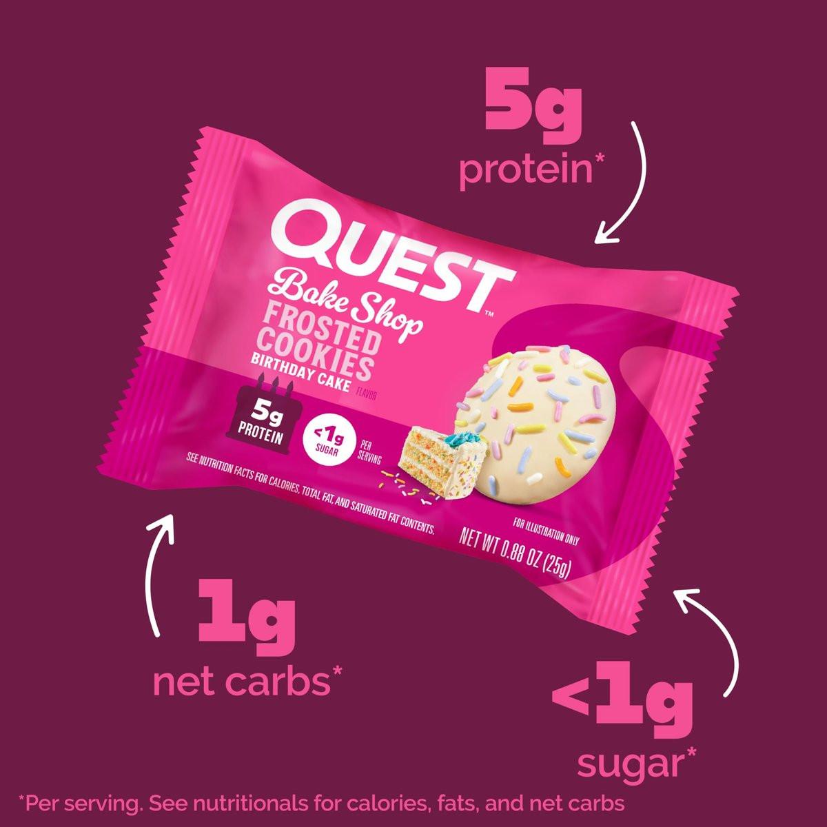 Quest Nutrition Frosted Protein Cookies – Geburtstagskuchen, <1g Zucker, 5g Protein, 1g Netto-Kohlenhydrate, glutenfrei, 8 Kekse