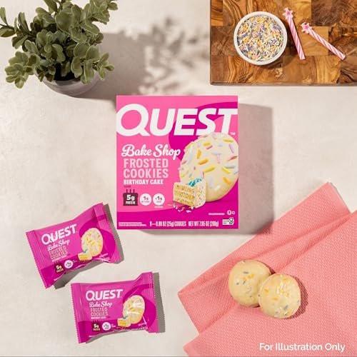 Quest Nutrition Frosted Protein Cookies – Geburtstagskuchen, <1g Zucker, 5g Protein, 1g Netto-Kohlenhydrate, glutenfrei, 8 Kekse