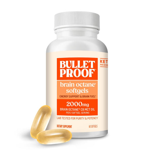 Bulletproof Brain Octane Softgels – 60 Kapseln, reines C8-MCT-Öl für anhaltende Energie