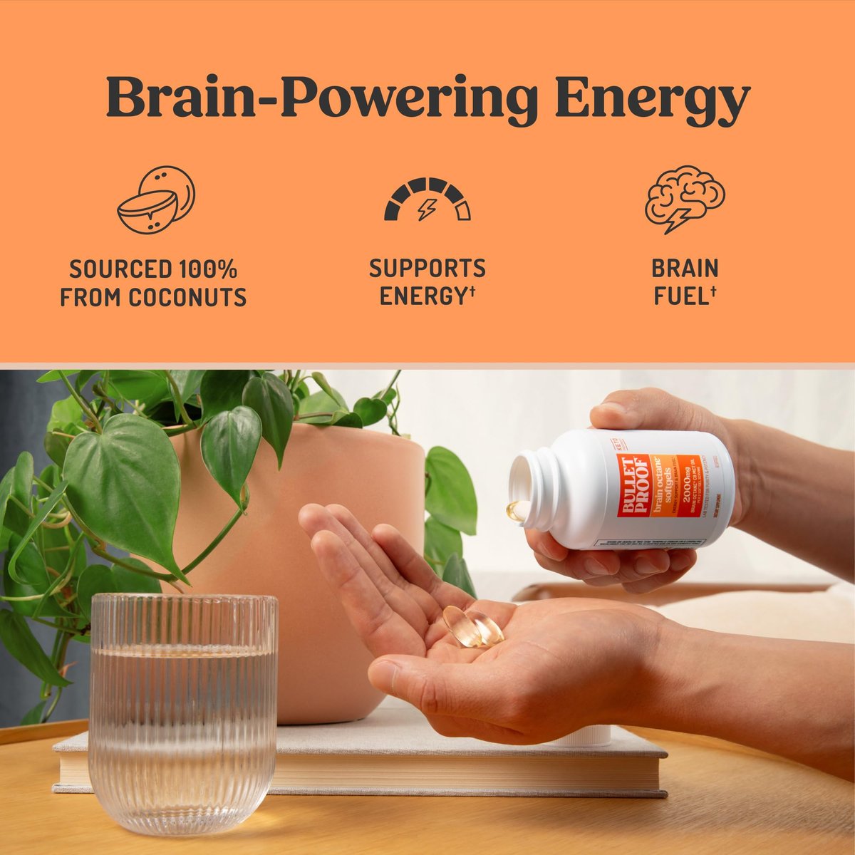 Bulletproof Brain Octane Softgels – 60 Kapseln, reines C8-MCT-Öl für anhaltende Energie
