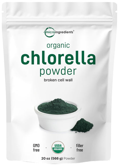Micro Ingredients Bio Chlorella Pulver, 567 g | Aufgebrochene Zellwände für vollständige Absorption | Rohes Superfood, reich an Protein & Vitaminen | Non-GMO, Vegan, Nicht bestrahlt