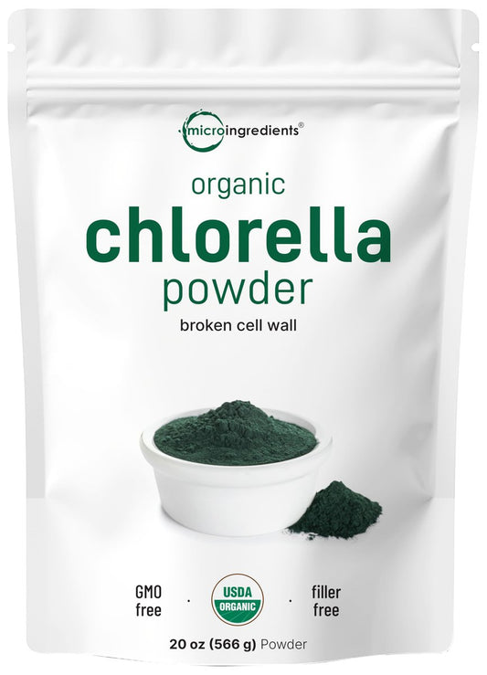Micro Ingredients Bio Chlorella Pulver, 567 g | Aufgebrochene Zellwände für vollständige Absorption | Rohes Superfood, reich an Protein & Vitaminen | Non-GMO, Vegan, Nicht bestrahlt