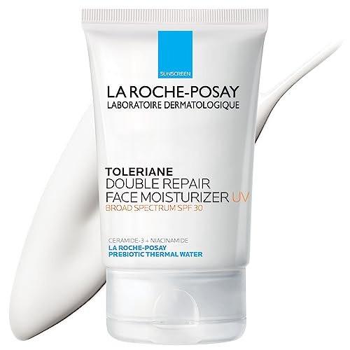 La Roche-Posay Toleriane Doppelte Reparatur Feuchtigkeitscreme mit UV-Schutz SPF 30 für das Gesicht, tägliche Gesichtsfeuchtigkeitscreme mit Sonnenschutz SPF 30, Niacinamid und Glycerin, ölfrei, feuchtigkeitsspendender Sonnenschutz
