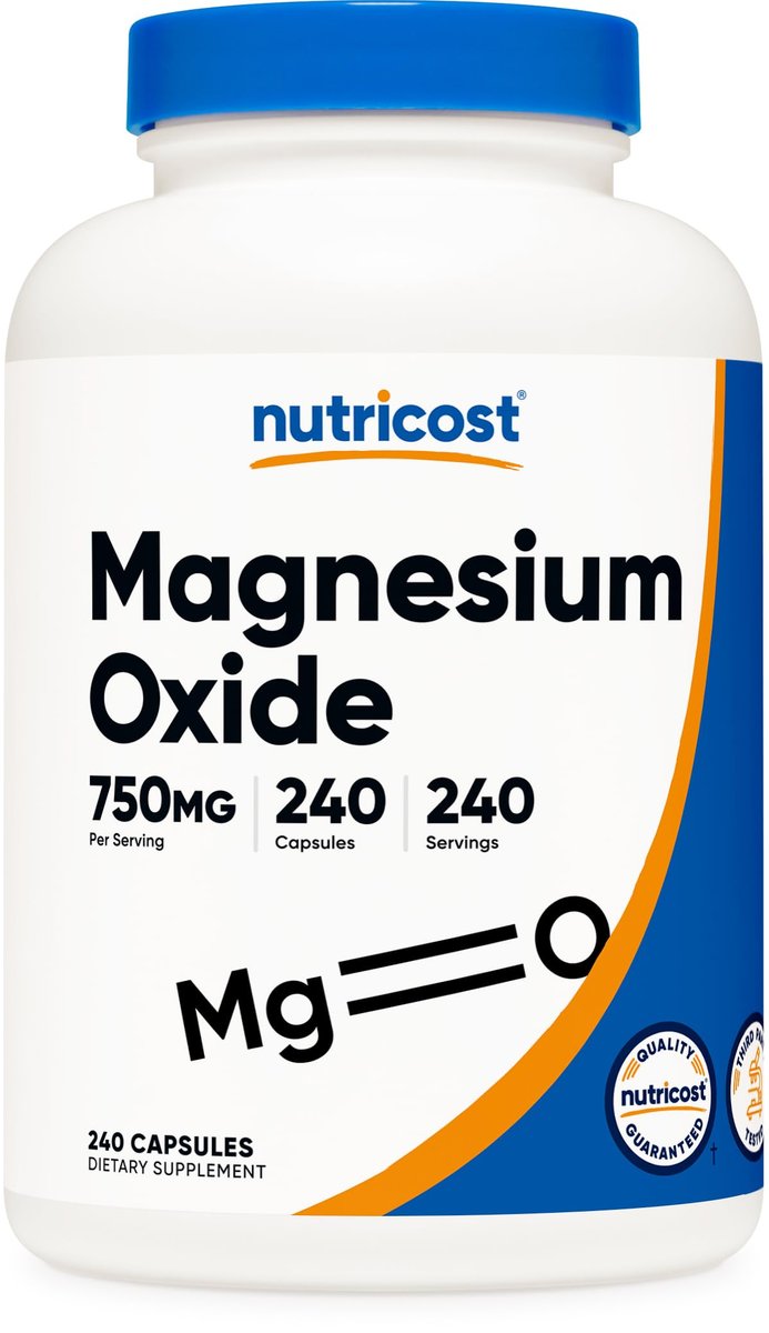 Nutricost Magnesiumoxid 750mg, 240 Kapseln - 420mg elementares Magnesium, Non-GMO, Glutenfrei