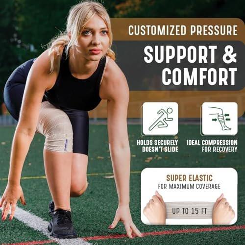 Premium elastische Bandage-Wickel (10 cm breit, 2er-Pack) – Nexskin Latexfreie Sport-/Kompressionsbandagen mit Klettverschluss an beiden Enden – Lebenslange waschbare & wiederverwendbare Bandagen