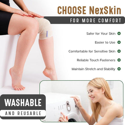 Premium elastische Bandage-Wickel (10 cm breit, 2er-Pack) – Nexskin Latexfreie Sport-/Kompressionsbandagen mit Klettverschluss an beiden Enden – Lebenslange waschbare & wiederverwendbare Bandagen