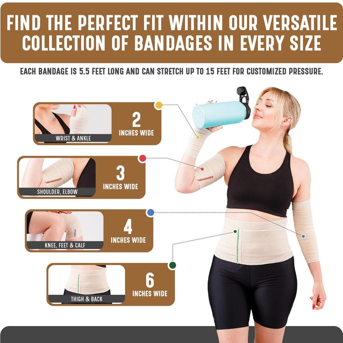 Nexskin Premium elastische Bandage (5 cm breit, 2er-Pack) - Latexfreie Sport- und Medizin-Kompressionsbandagen mit Klettverschluss an beiden Enden - Waschbar und wiederverwendbar