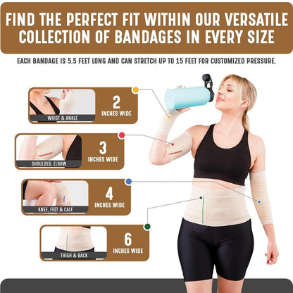 Nexskin Premium elastische Bandage (5 cm breit, 2er-Pack) - Latexfreie Sport- und Medizin-Kompressionsbandagen mit Klettverschluss an beiden Enden - Waschbar und wiederverwendbar