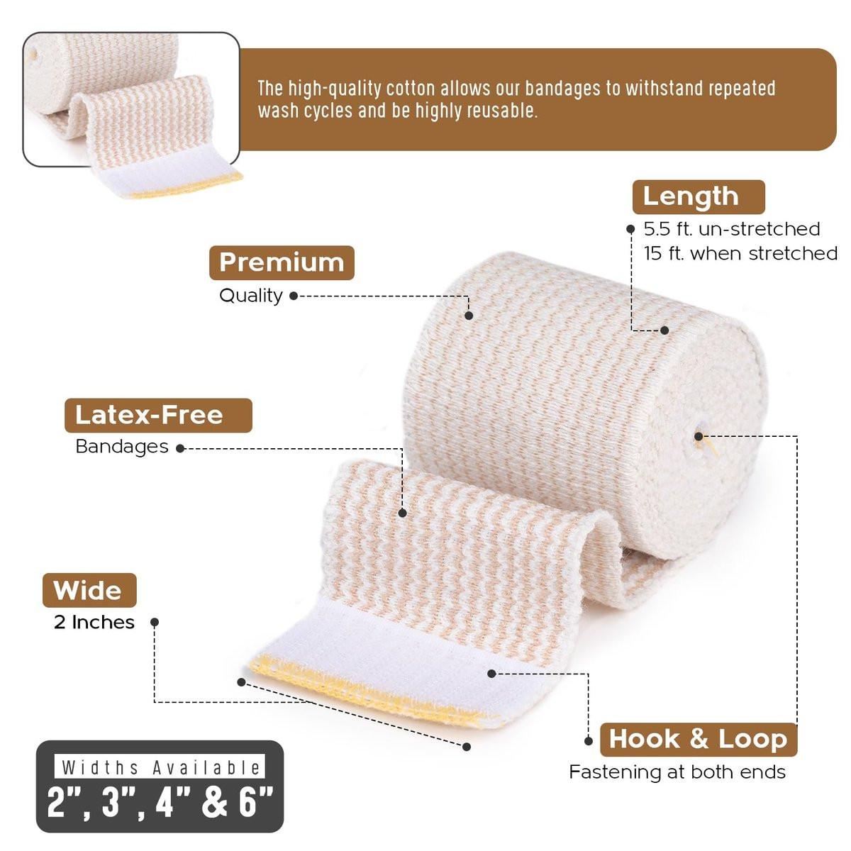 Nexskin Premium elastische Bandage (5 cm breit, 2er-Pack) - Latexfreie Sport- und Medizin-Kompressionsbandagen mit Klettverschluss an beiden Enden - Waschbar und wiederverwendbar
