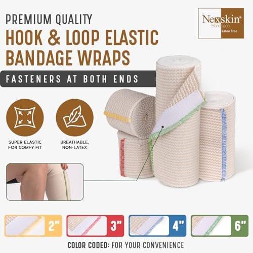 Nexskin Premium elastische Bandage (5 cm breit, 2er-Pack) - Latexfreie Sport- und Medizin-Kompressionsbandagen mit Klettverschluss an beiden Enden - Waschbar und wiederverwendbar