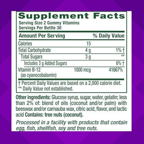 Vitafusion Vitamin B12 Gummis | 1000 mcg | 60 Gummis für Erwachsene | Himbeergeschmack | Glutenfrei