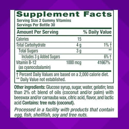 Vitafusion Vitamin B12 Gummis | 1000 mcg | 60 Gummis für Erwachsene | Himbeergeschmack | Glutenfrei