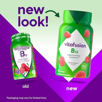 Vitafusion Vitamin B12 Gummis | 1000 mcg | 60 Gummis für Erwachsene | Himbeergeschmack | Glutenfrei