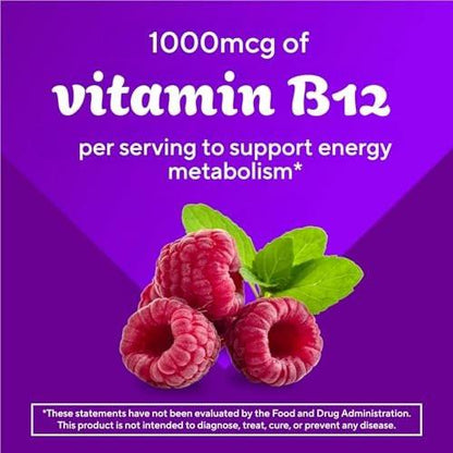 Vitafusion Vitamin B12 Gummis | 1000 mcg | 60 Gummis für Erwachsene | Himbeergeschmack | Glutenfrei