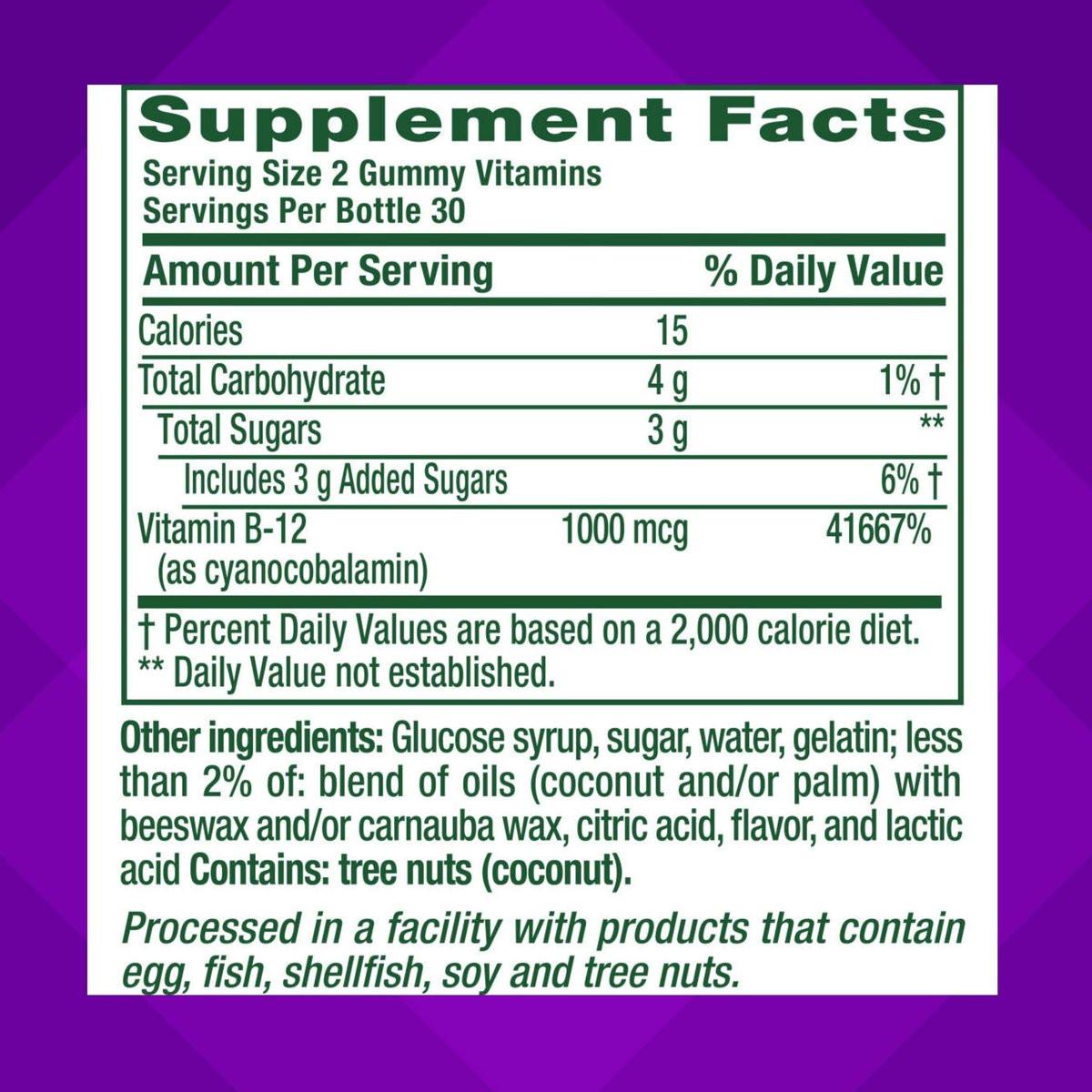Vitafusion Vitamin B12 Gummis | 1000 mcg | 60 Gummis für Erwachsene | Himbeergeschmack | Glutenfrei