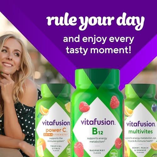 Vitafusion Vitamin B12 Gummis | 1000 mcg | 60 Gummis für Erwachsene | Himbeergeschmack | Glutenfrei