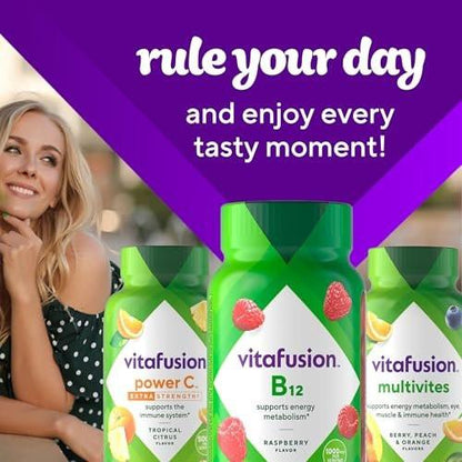 Vitafusion Vitamin B12 Gummis | 1000 mcg | 60 Gummis für Erwachsene | Himbeergeschmack | Glutenfrei